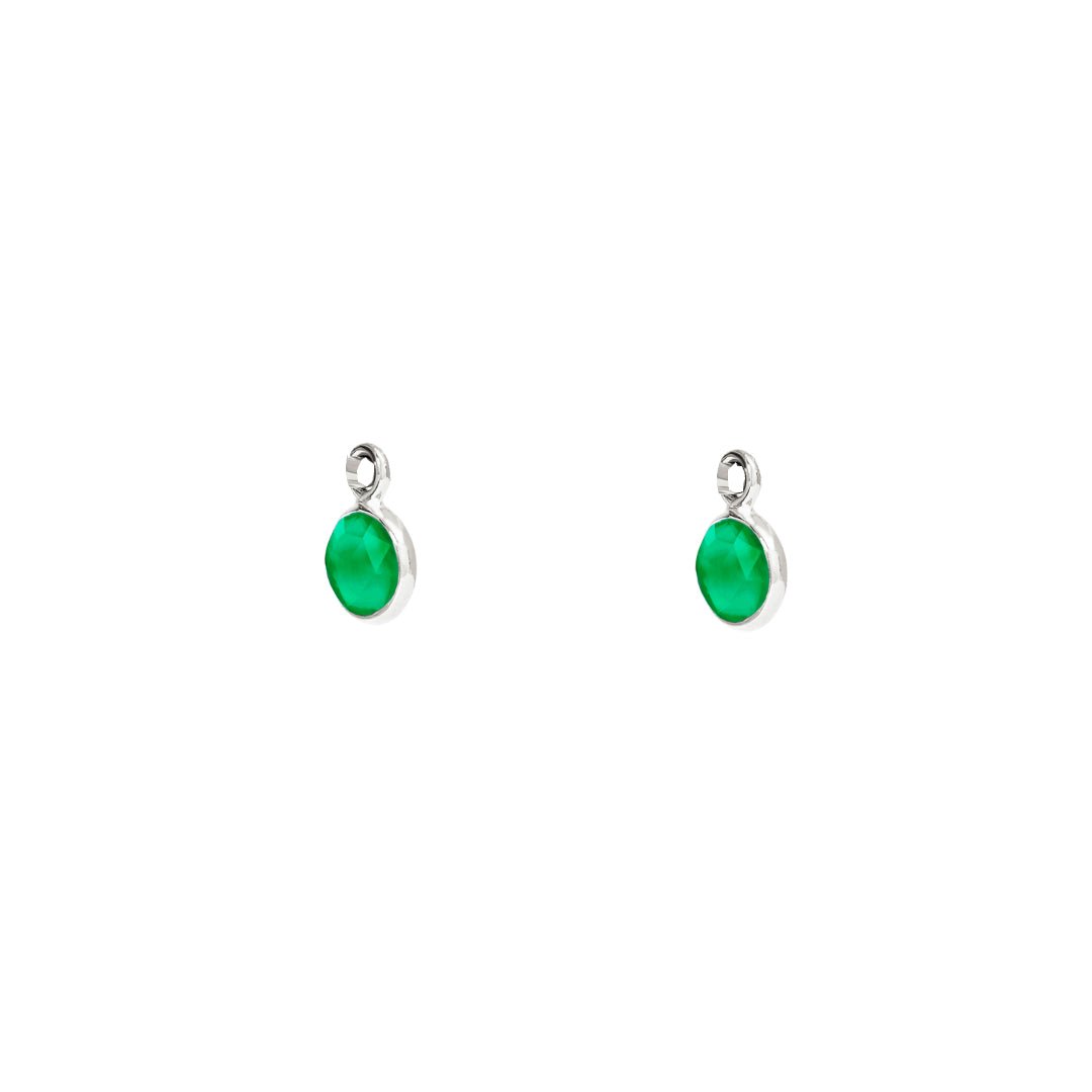 May Birthstone Silver Hoop Earrings - Emerald (Charm sold with hoops or individually) - Lulu B Jewellery