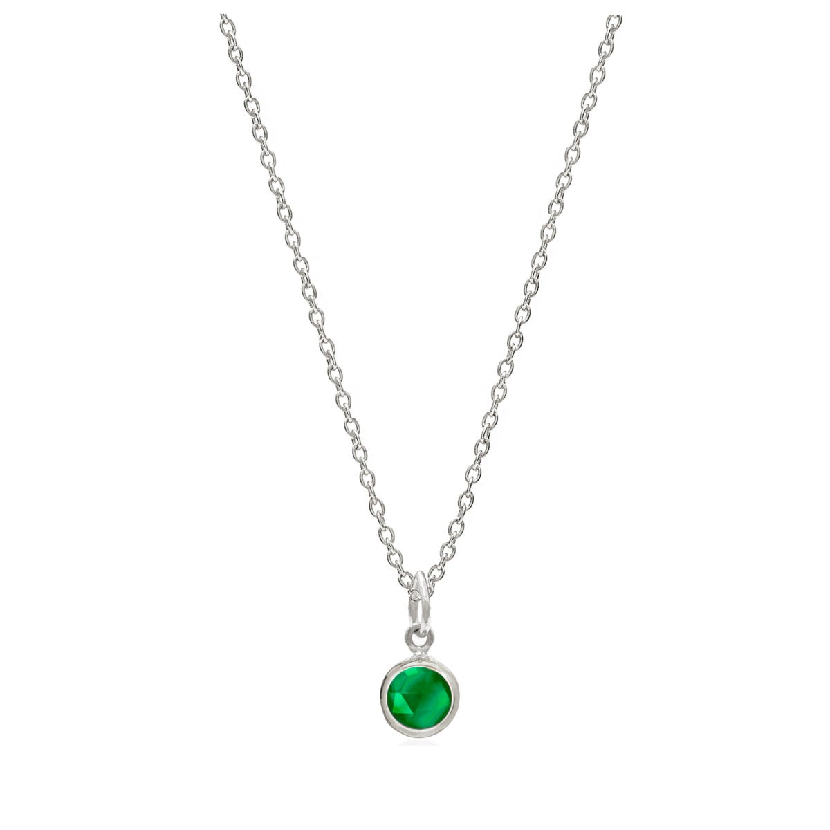 May Birthstone Silver Necklace - Emerald (Charm sold with chain or individually) - Lulu B Jewellery