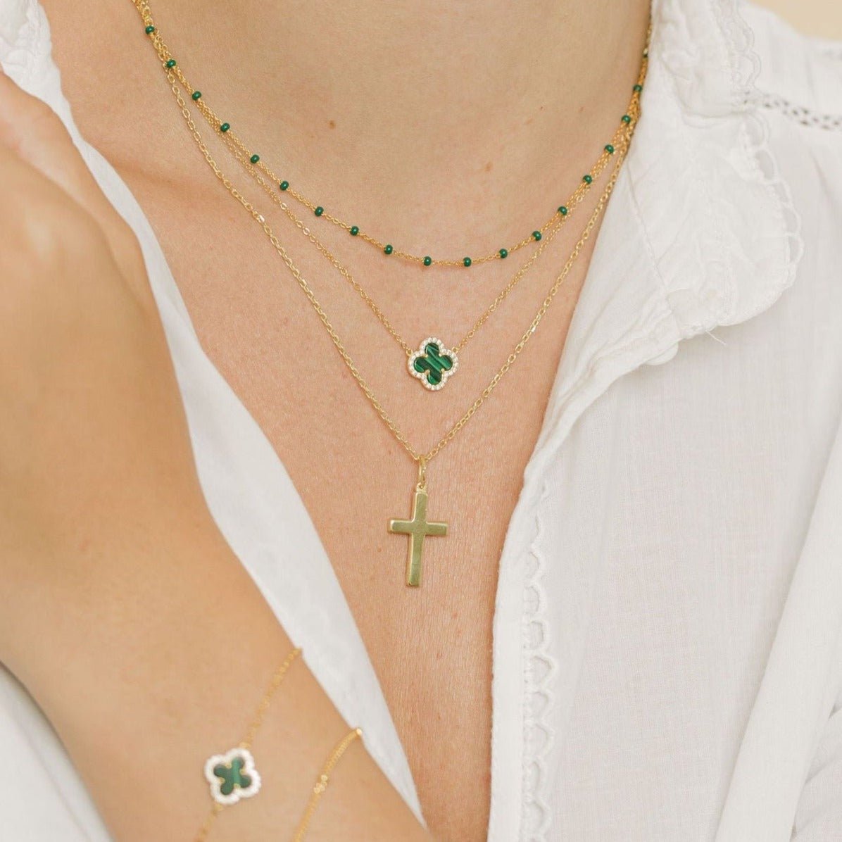 Medium Gold Cross Necklace (16 - 18" Chain) - Lulu B Jewellery