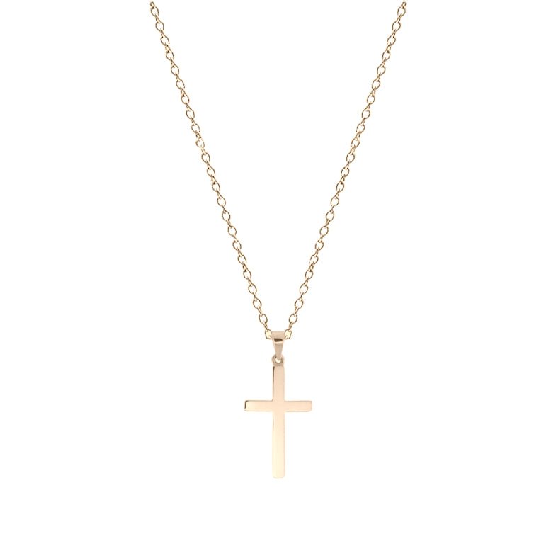 Medium Gold Cross Necklace (16 - 18" Chain) - Lulu B Jewellery