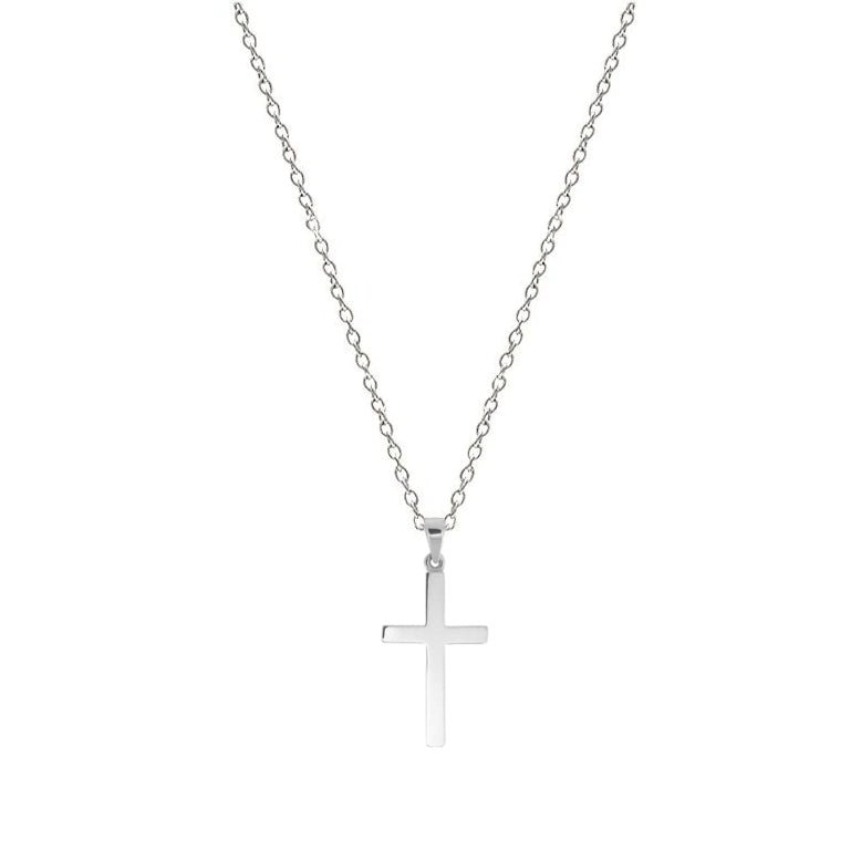 Medium Silver Cross Necklace (16 - 18" Chain) - Lulu B Jewellery