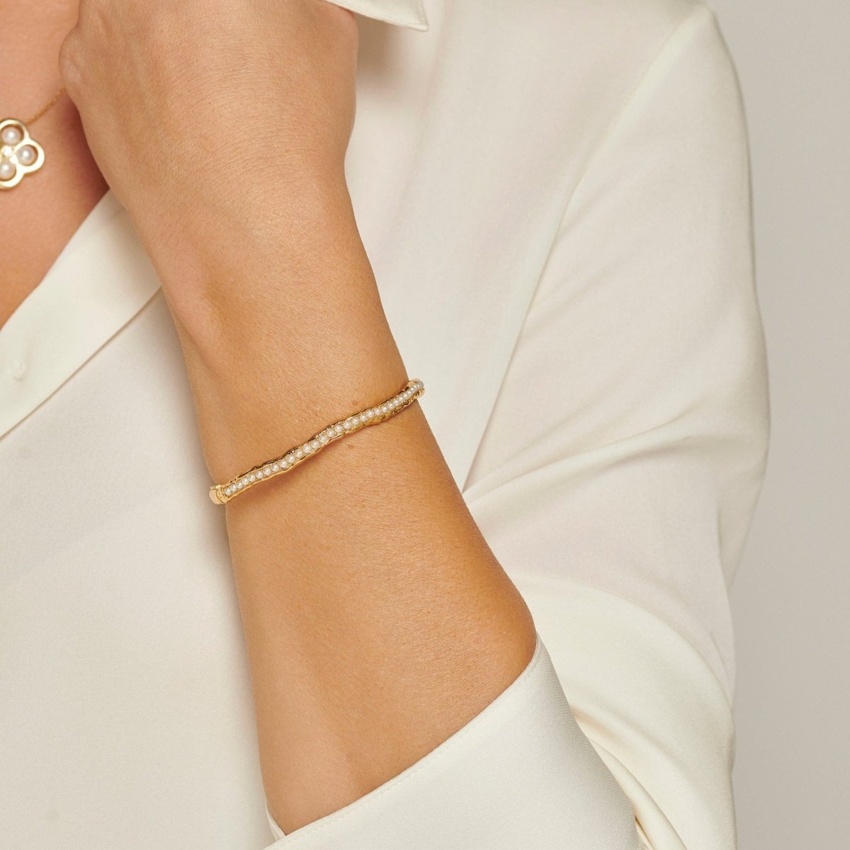 Molten Pearl Gold Bangle - Lulu B Jewellery