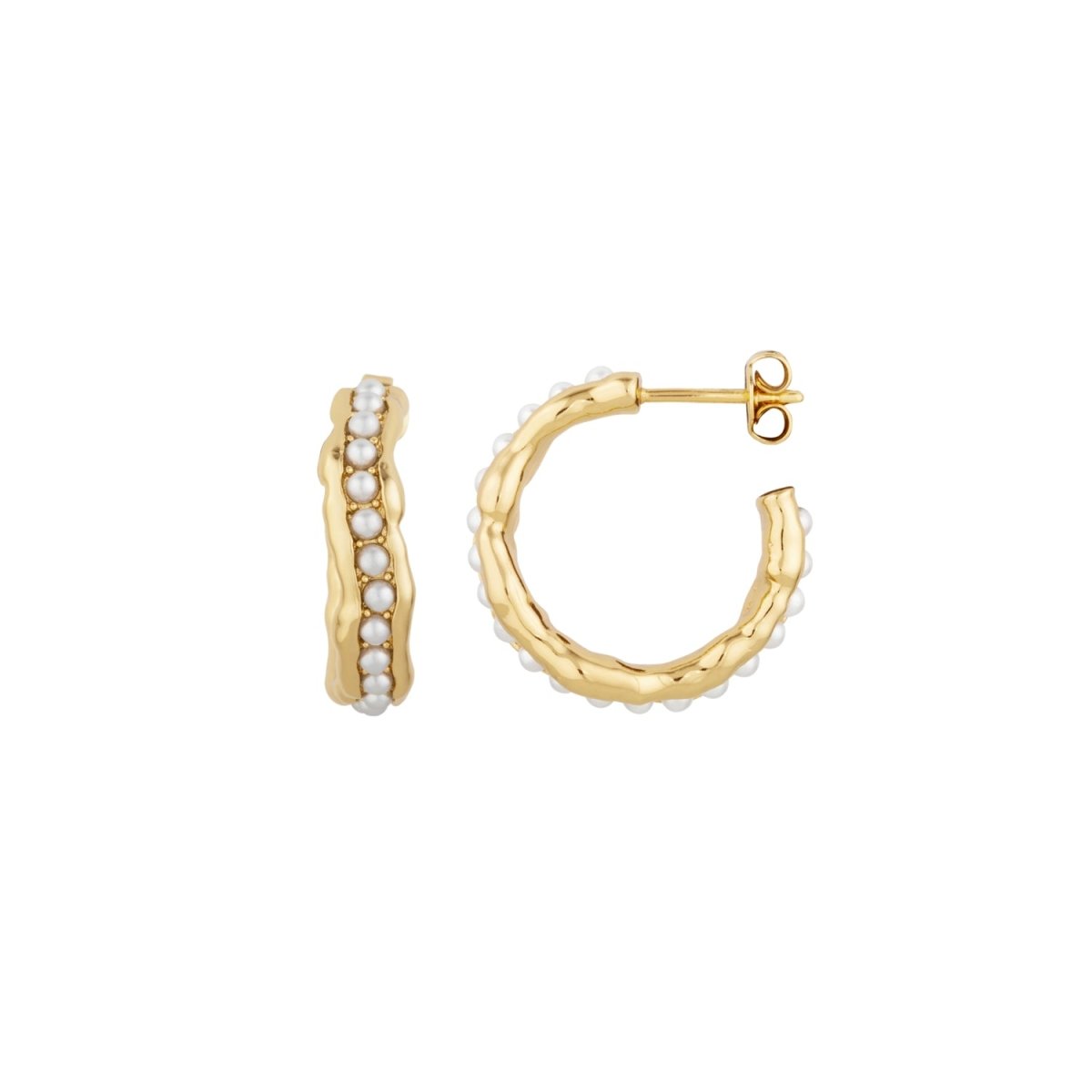 Molten Pearl Gold Hoop Earrings - Lulu B Jewellery