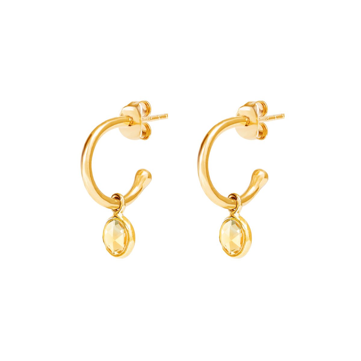 November Birthstone Gold Hoop Earrings - Citrine (Charm sold with hoops or individually) - Lulu B Jewellery