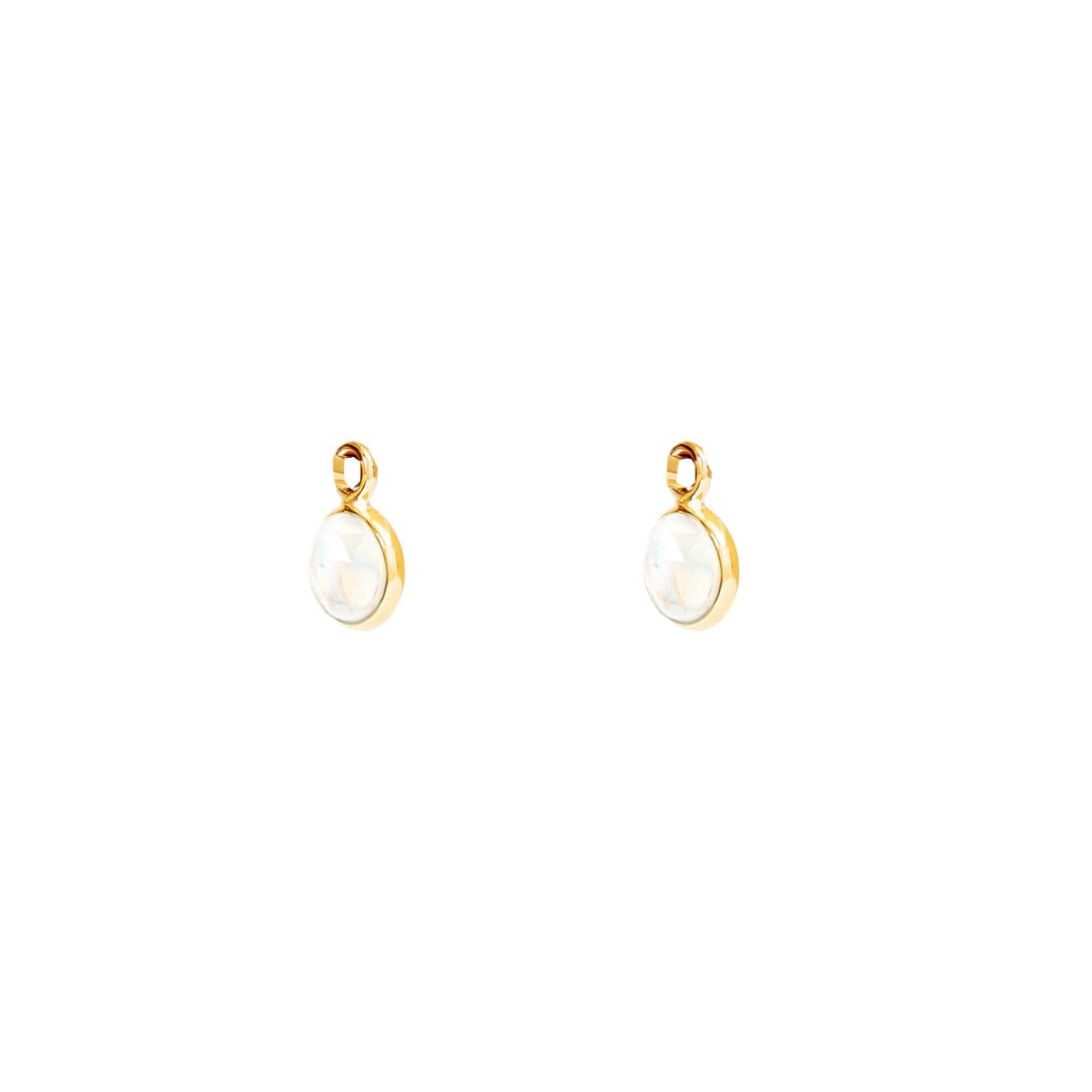 October Birthstone Gold Hoop Earrings - Moonstone (Charm sold with hoops or individually) - Lulu B Jewellery