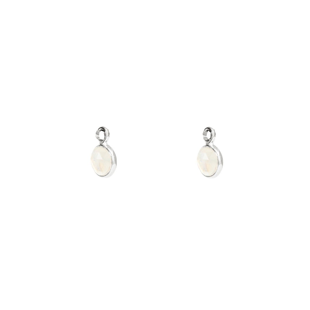 October Birthstone Silver Hoop Earrings - Moonstone (Charm sold with hoops or individually) - Lulu B Jewellery