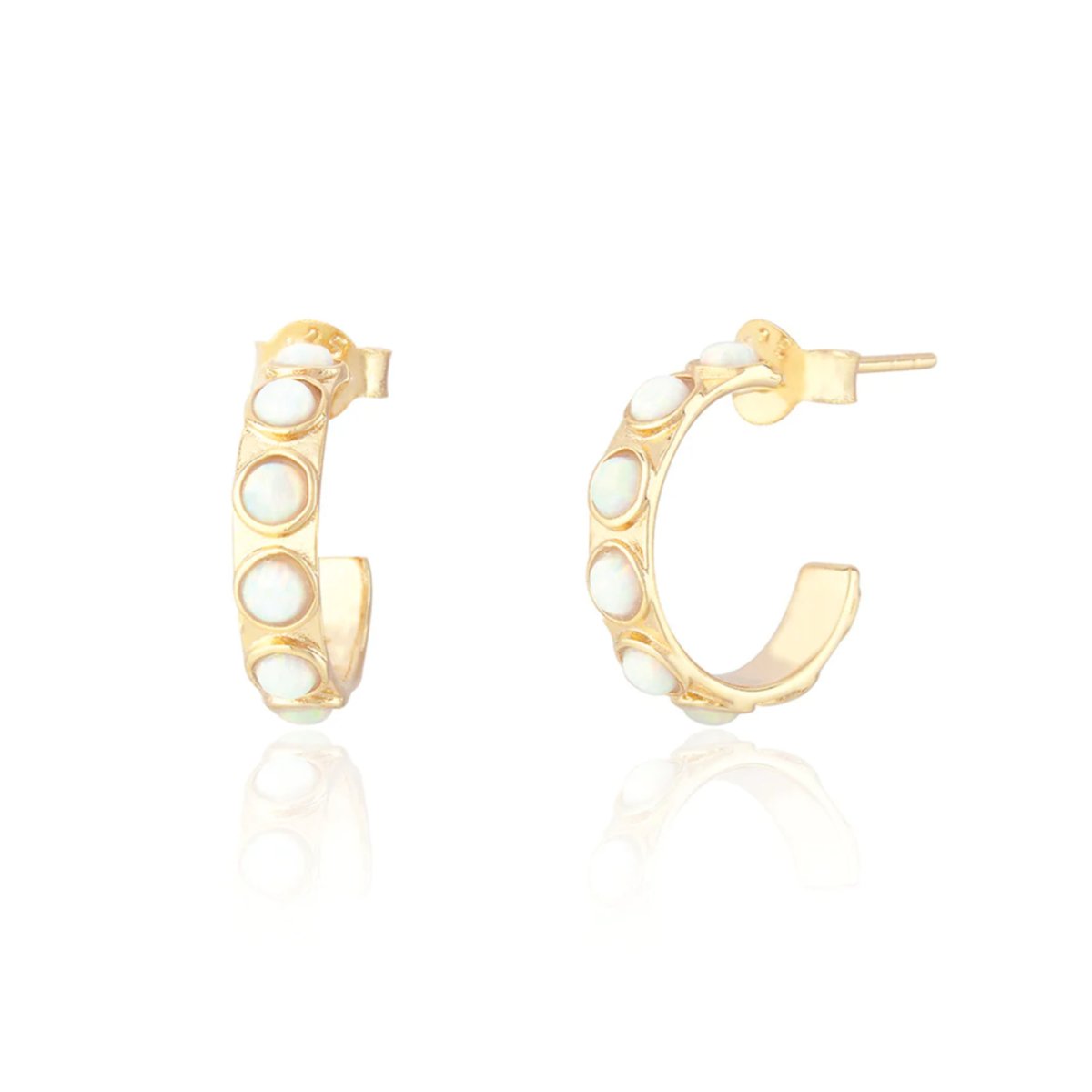 Opal Gold Hoop Earrings - Roma - Lulu B Jewellery