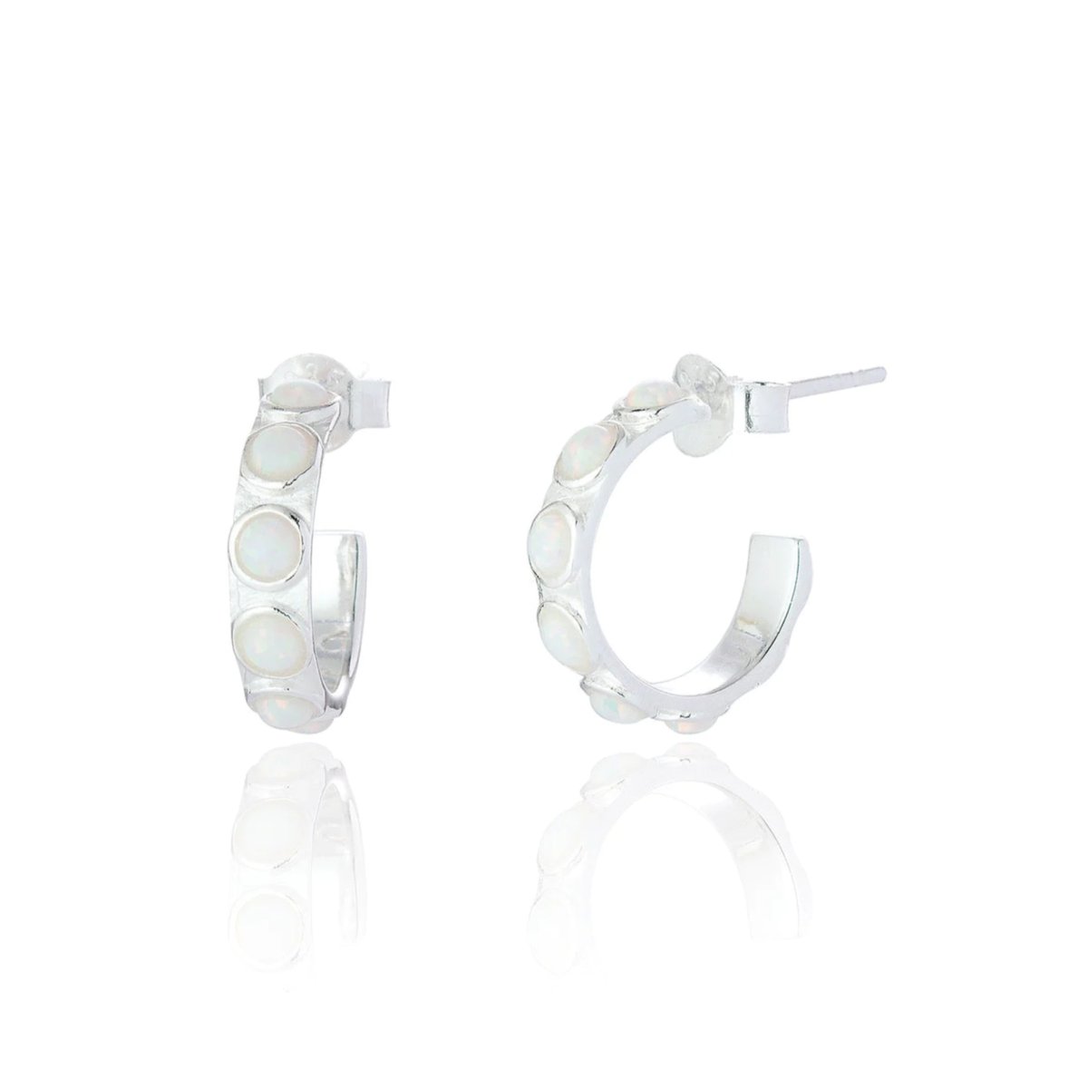 Opal Silver Hoop Earrings - Roma - Lulu B Jewellery