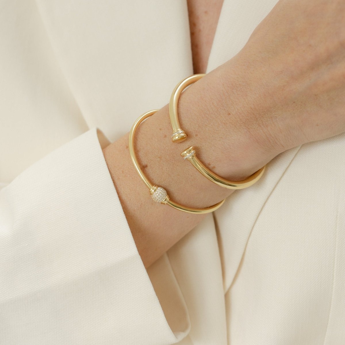 Pave Cuff Gold Bangle - Siena - Lulu B Jewellery