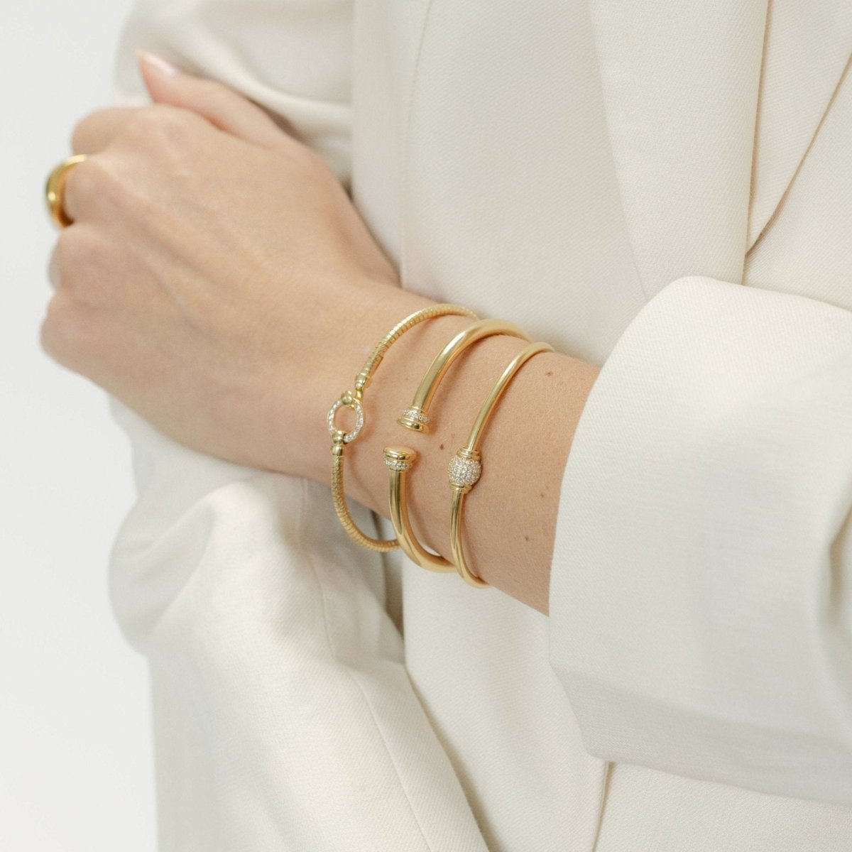 Pave Cuff Gold Bangle - Siena - Lulu B Jewellery