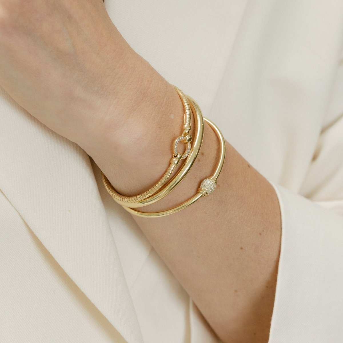 Pave Cuff Gold Bangle - Siena - Lulu B Jewellery