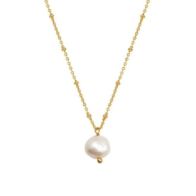 Pearl Necklace with Beaded Gold Chain - Amica - Lulu B Jewellery