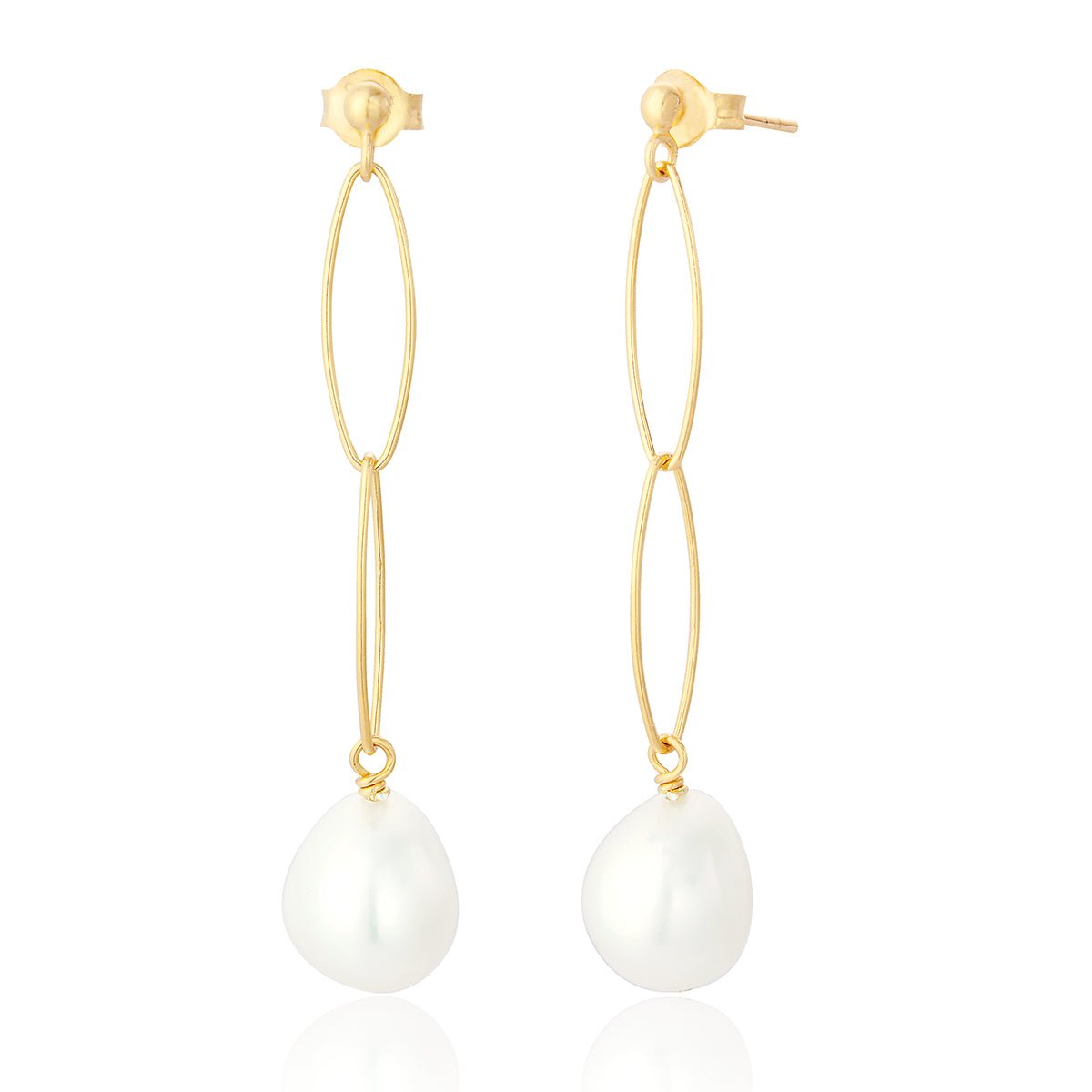 Pearl Stud Drop Gold Earring - Amica - Lulu B Jewellery