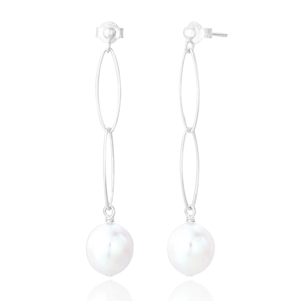 Pearl Stud Drop Silver Earring - Amica - Lulu B Jewellery