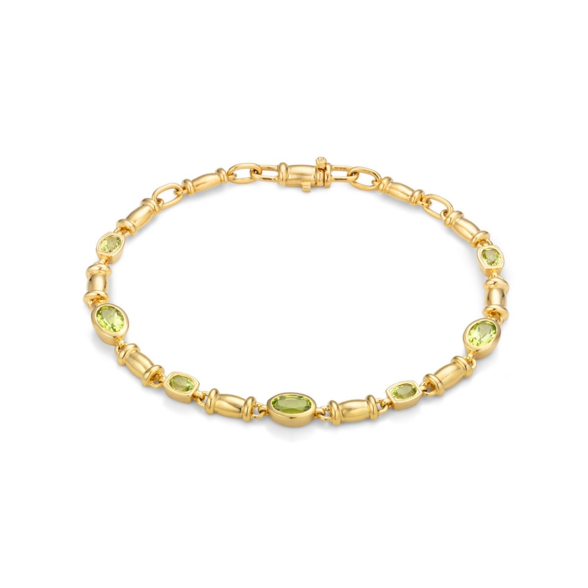 Peridot Gemstone Chain Gold Bracelet - Lulu B London - Timeless Jewellery