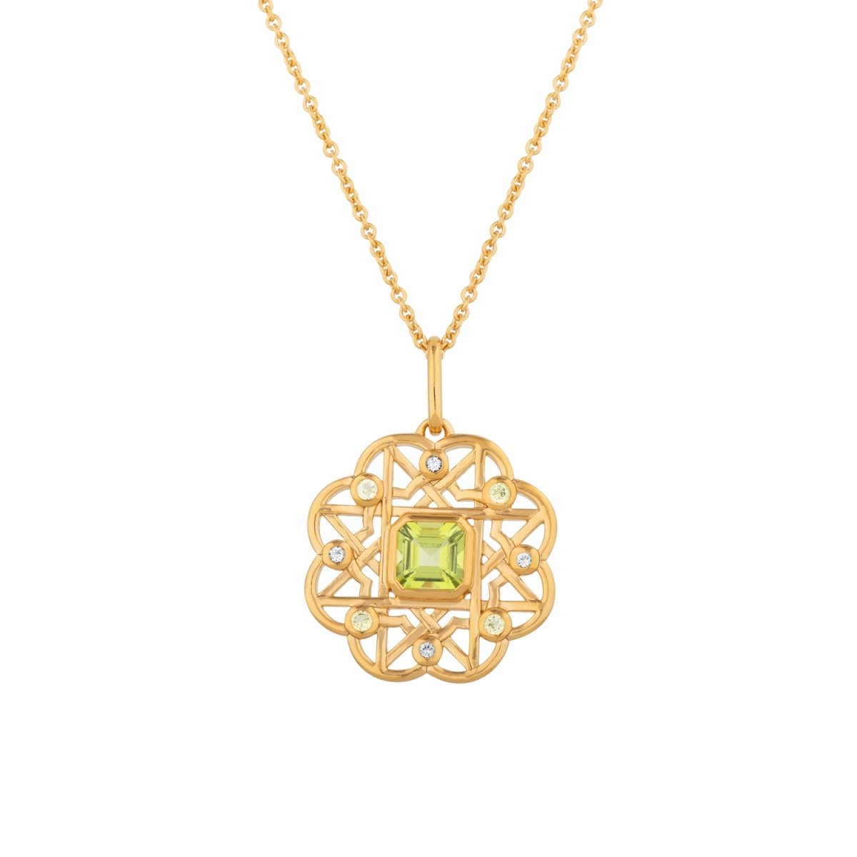 Peridot Gemstone Flower Gold Necklace - Lulu B Jewellery