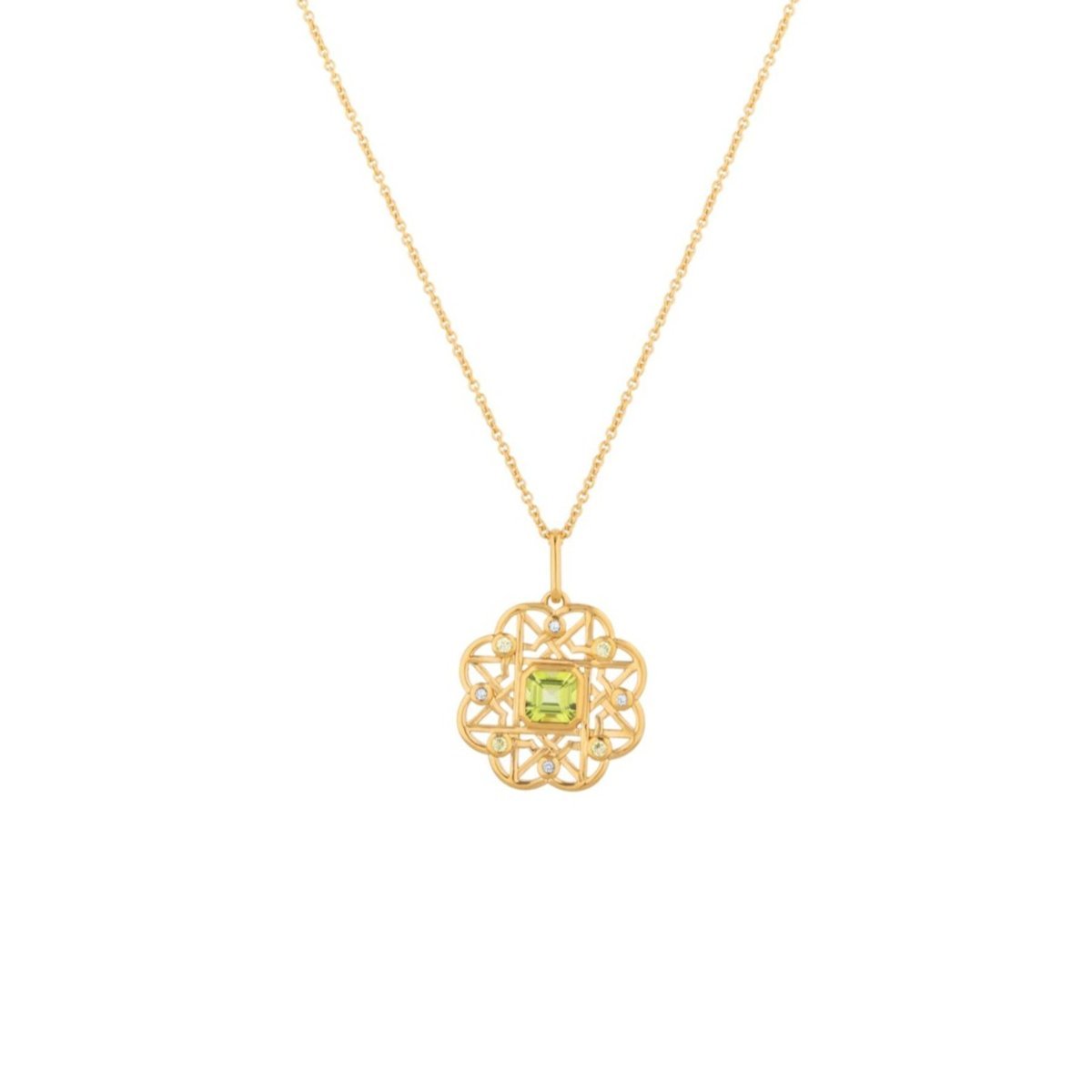 Peridot Gemstone Flower Gold Necklace - Lulu B Jewellery