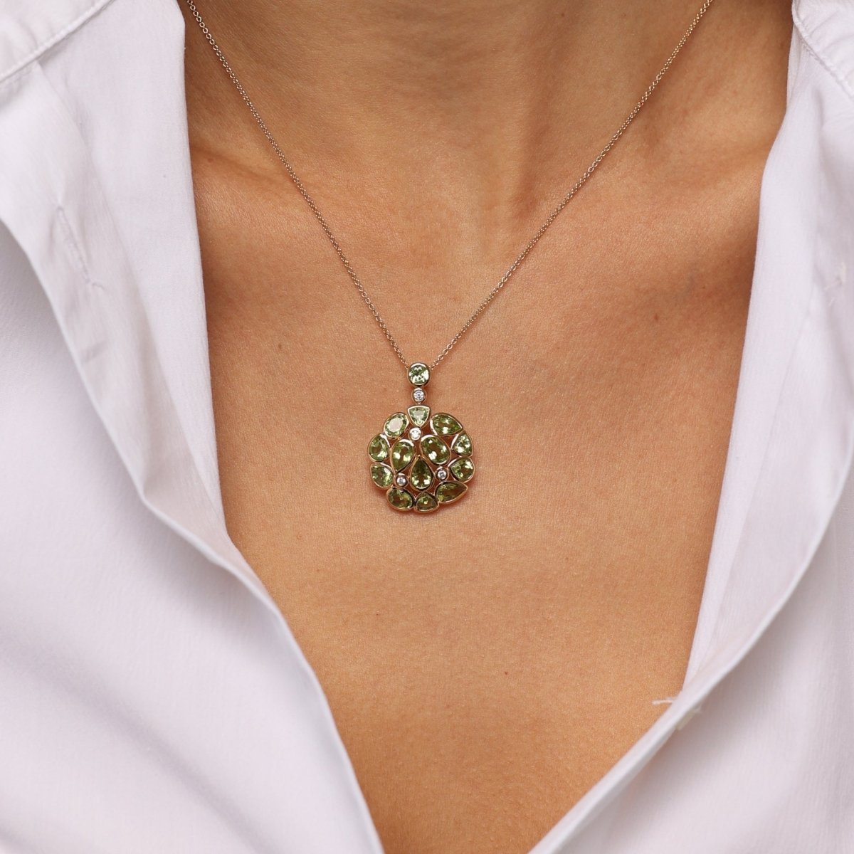 Peridot Statement Gold Pendant Necklace - Lulu B London - Timeless Jewellery