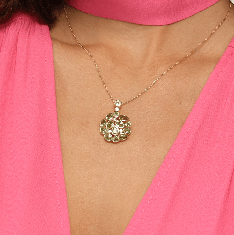 Peridot Statement Gold Pendant Necklace - Lulu B London - Timeless Jewellery