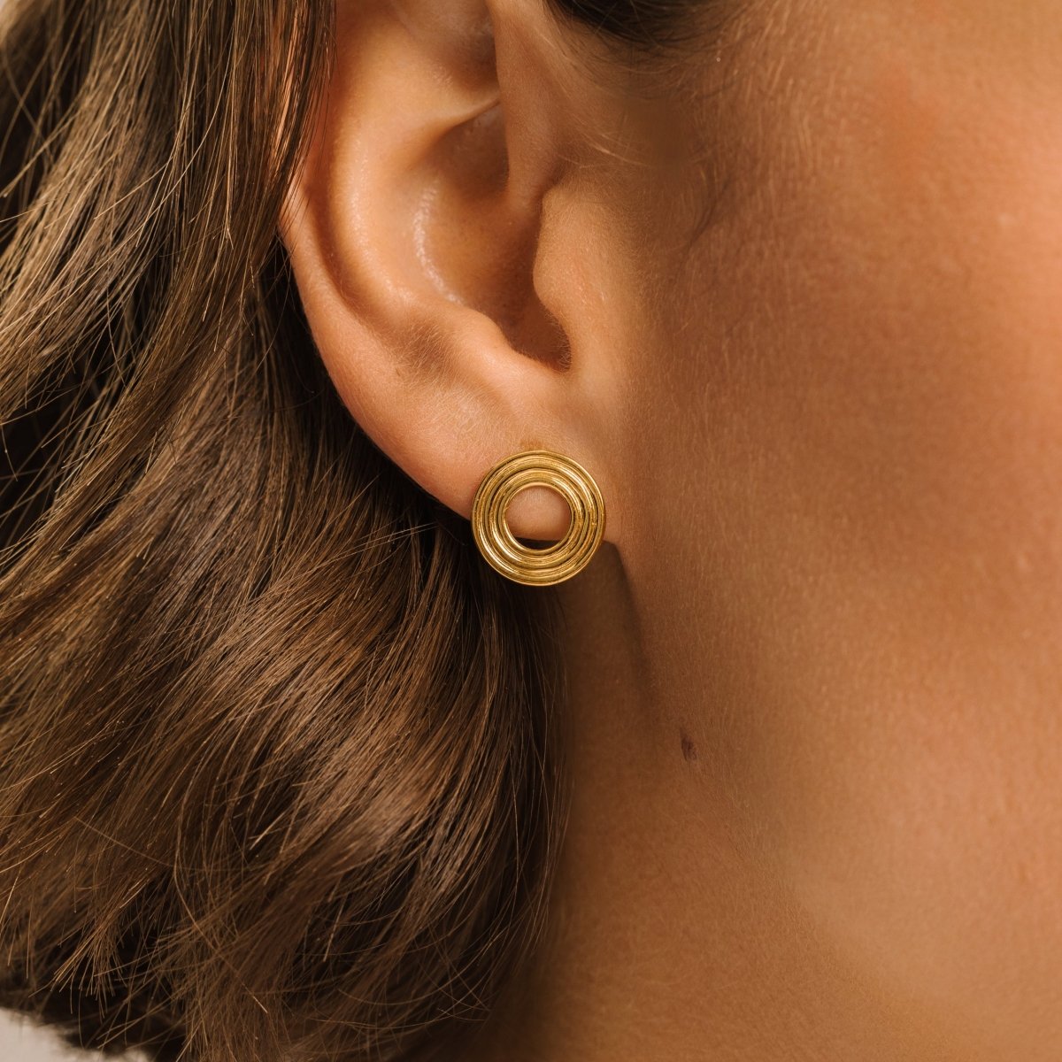 Ripple Gold Stud Earrings - Lulu B London - Timeless Jewellery