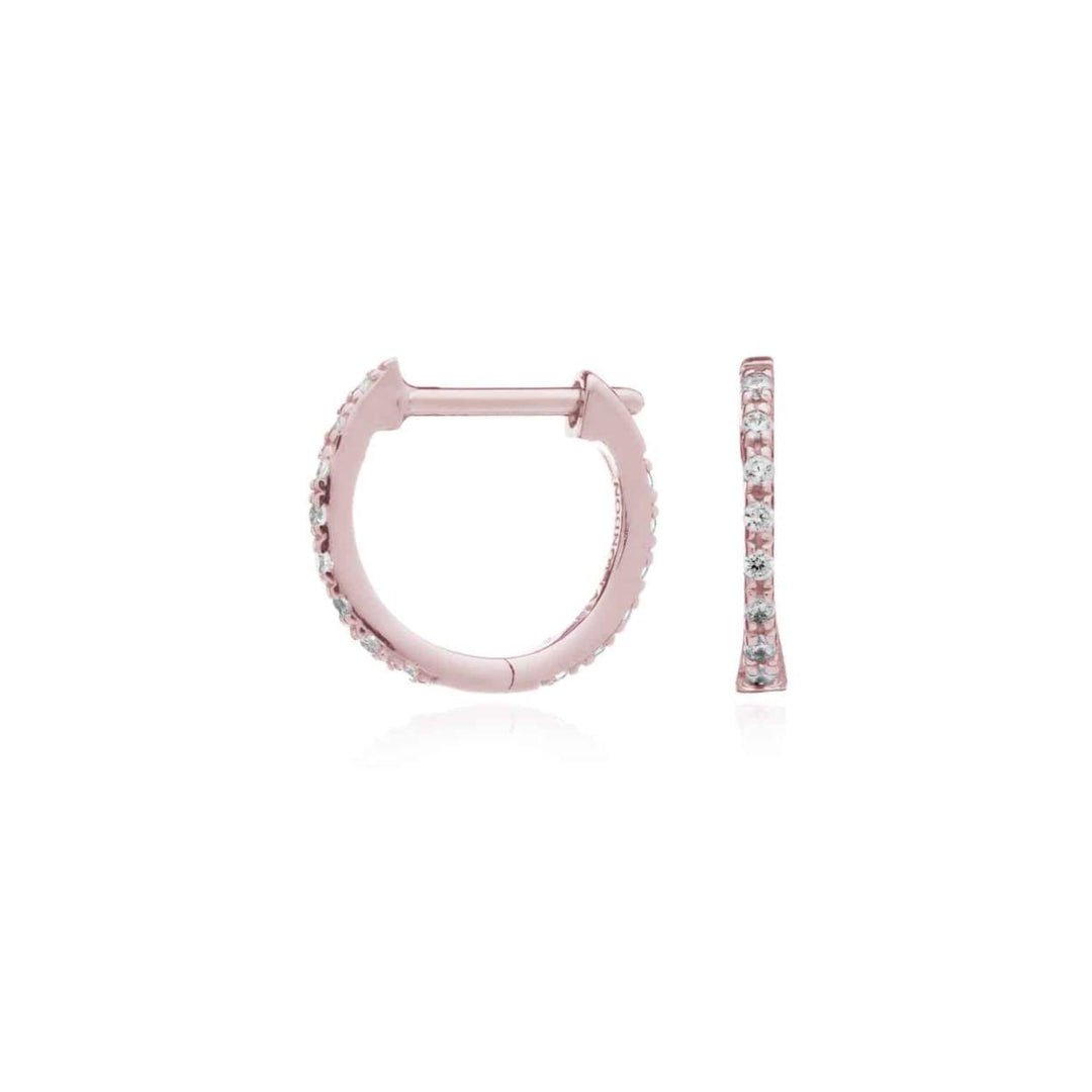 Rose Gold Hoop Earrings with Cubic Zirconia - Berkeley - Lulu B Jewellery