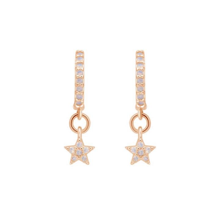 Rose Gold Star Huggie Hoops with Cubic Zirconia - Lulu B Jewellery