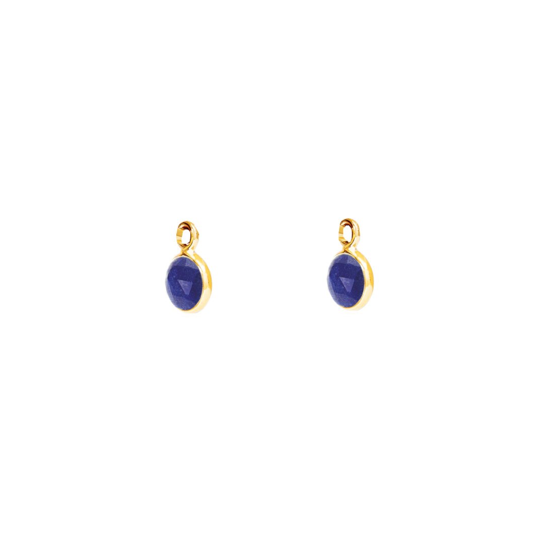 September Birthstone Gold Hoop Earrings - Lapis Lazuli (Charm sold with hoops or individually) - Lulu B Jewellery