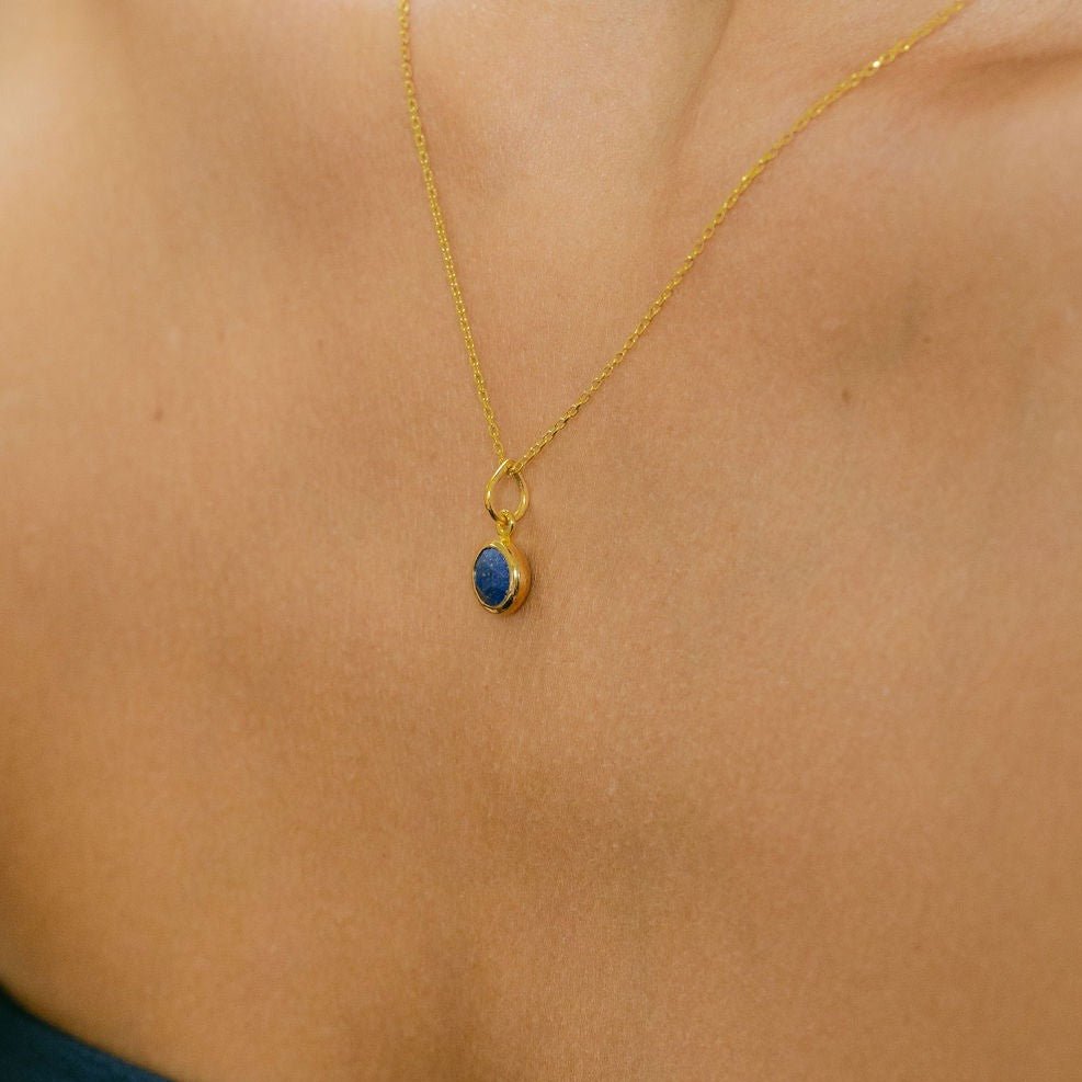 September Birthstone Gold Necklace - Lapis Lazuli (Charm sold with chain or individually) - Lulu B Jewellery