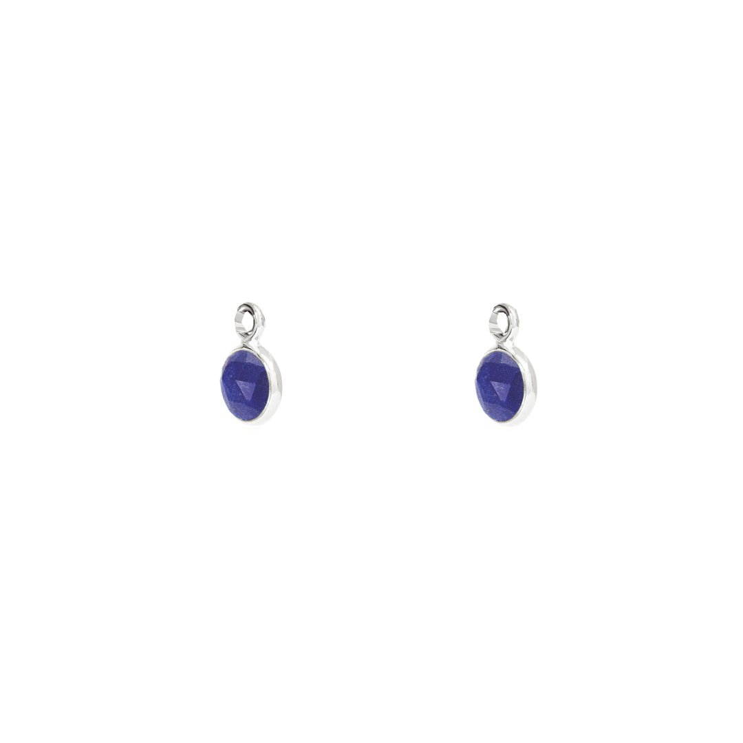 September Birthstone Silver Hoop Earrings - Lapis Lazuli (Charm sold with hoops or individually) - Lulu B Jewellery