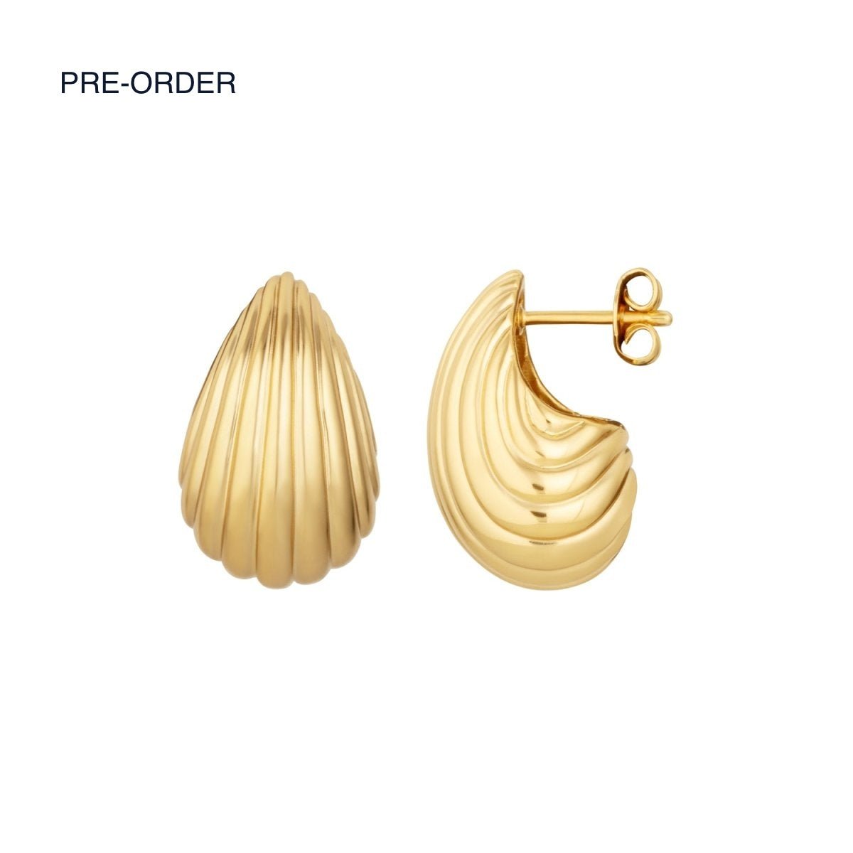 Shell Gold Stud Earrings - Ripple - Lulu B London - Timeless Jewellery