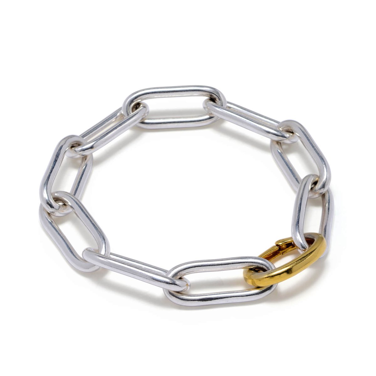 Silver Chunky Chain Bracelet with Gold Bolt Ring - Lulu B Jewellery