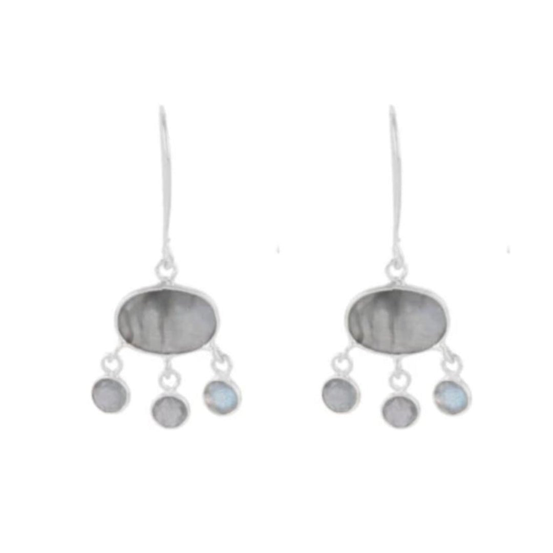 Silver Drop Earrings with Labradorite - Amber - Lulu B Jewellery