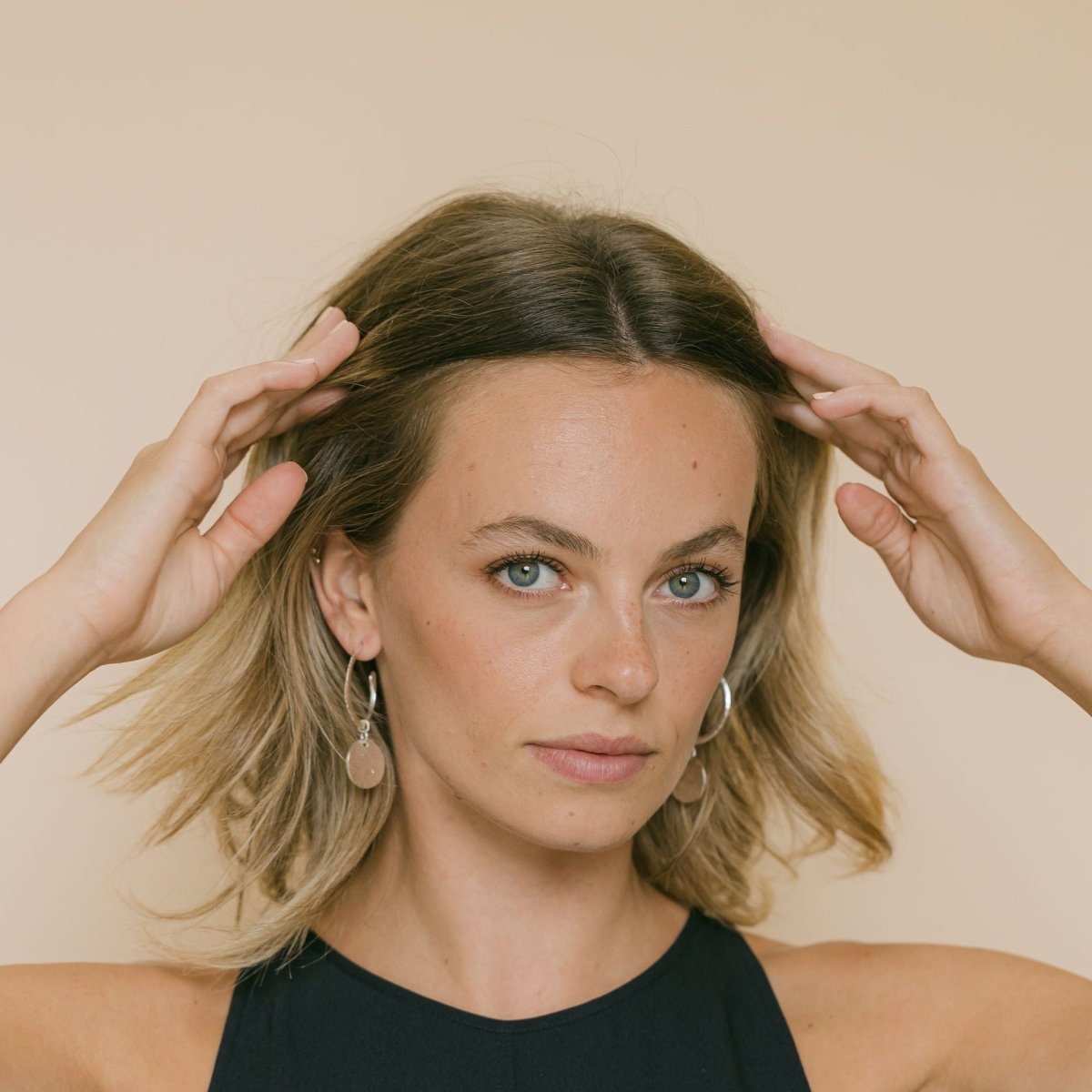 Silver Hoop Earrings with Coin - Harper - Lulu B Jewellery