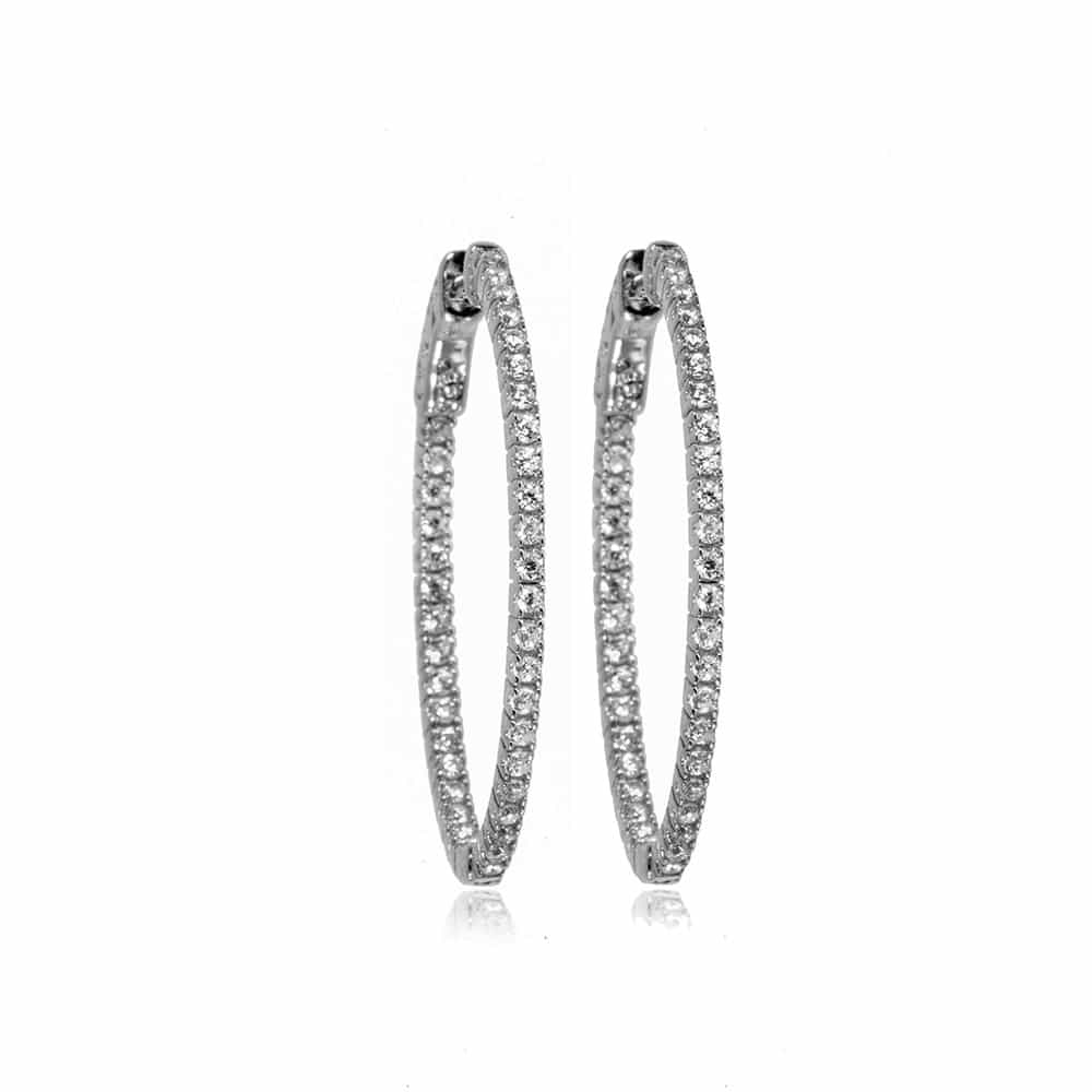 Silver Hoop Earrings with Cubic Zirconia - Grace - Lulu B Jewellery