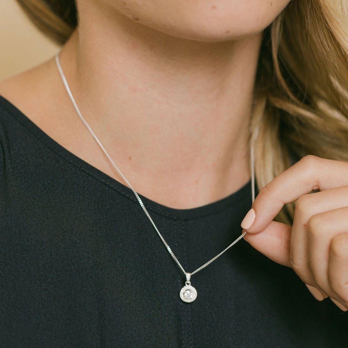 Silver Necklace with Cubic Zirconia - Clifton - Lulu B Jewellery