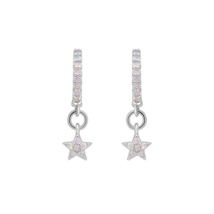 Silver Star Huggie Hoops with Cubic Zirconia - Lulu B Jewellery