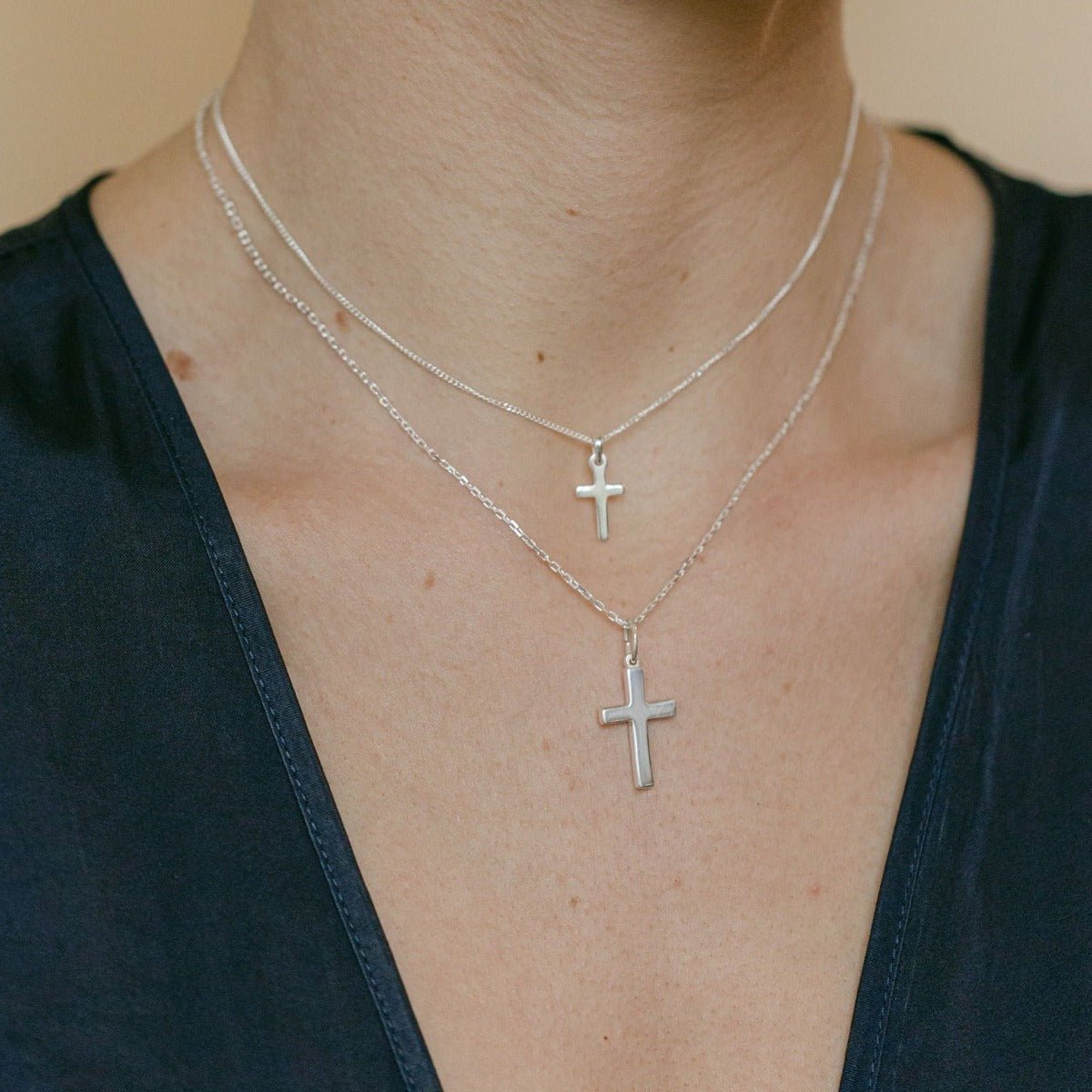 Small Silver Cross Choker Necklace (14" or 16 - 18" chain available) - Lulu B Jewellery