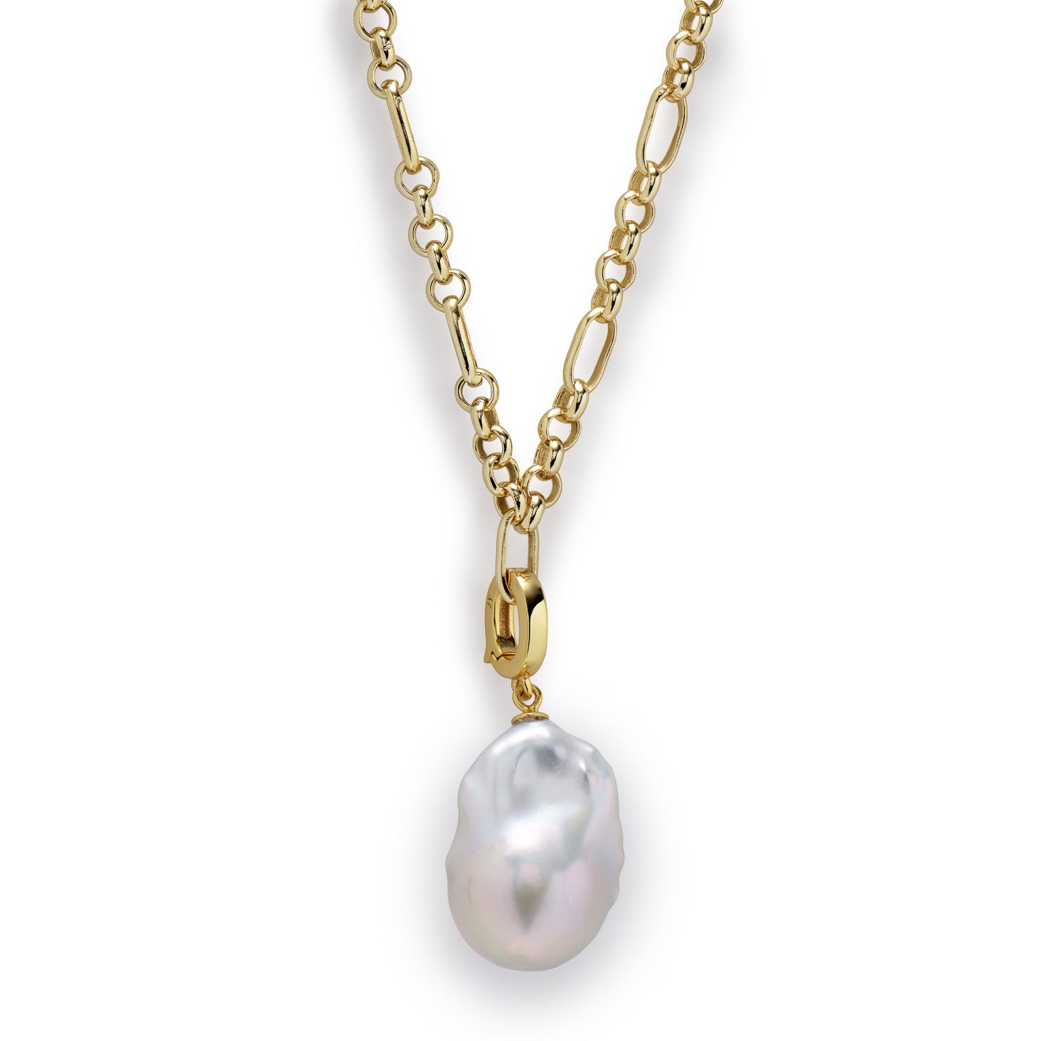Baroque Pearl Gold Classic Link Chain Necklace (Charm sold with chain or individually)