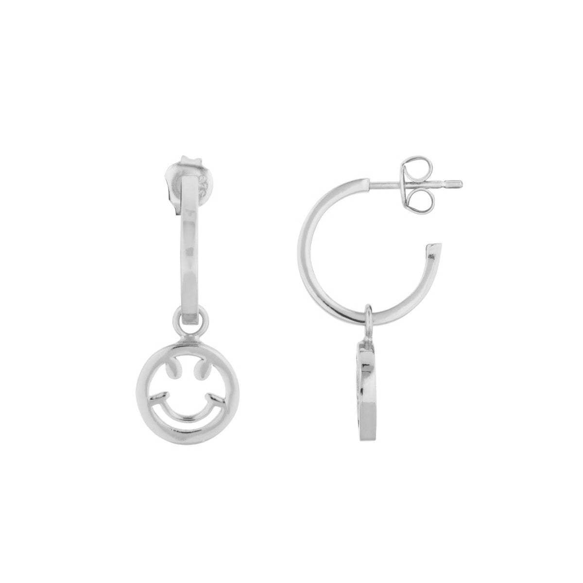 Smile Silver Hoop Earrings - Lulu B Jewellery