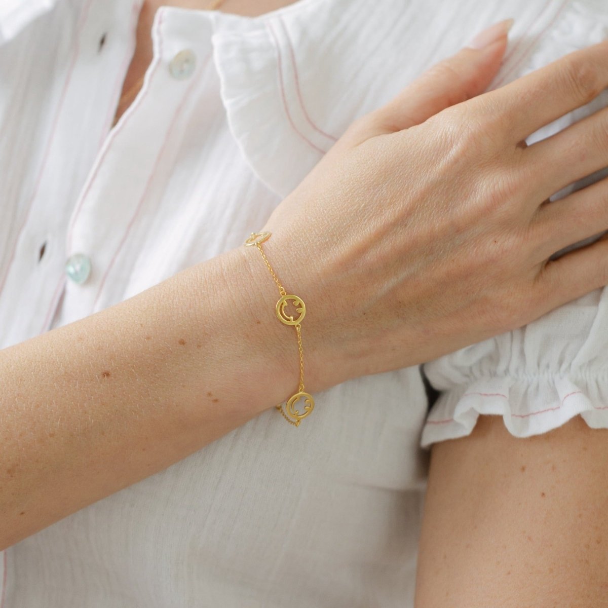 Smiley Gold Chain Bracelet - Lulu B Jewellery