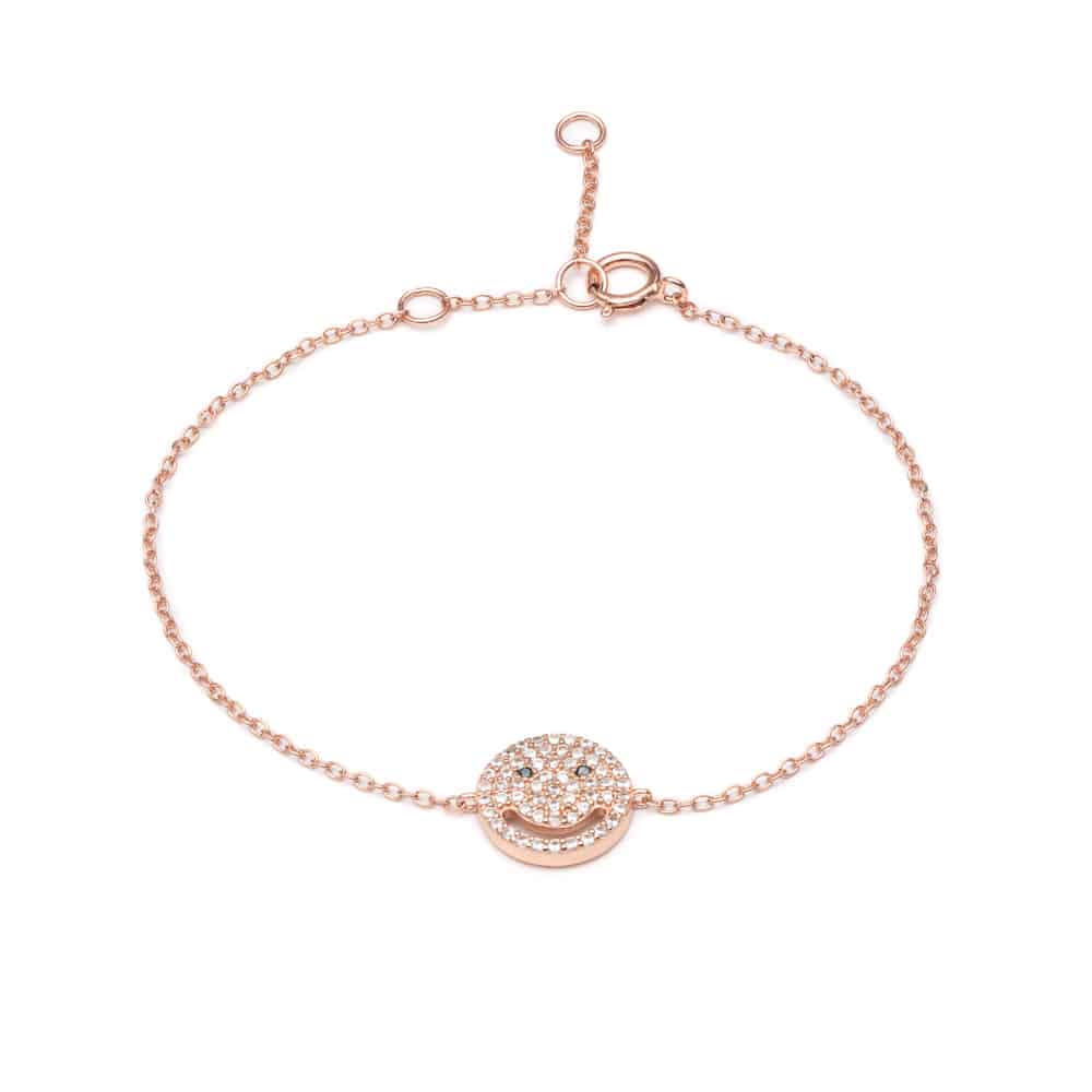 Smiley Rose Gold Bracelet with Cubic Zirconia - Lulu B Jewellery