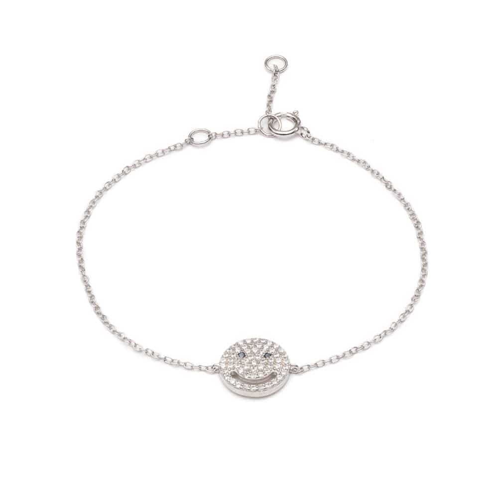 Smiley Silver Bracelet with Cubic Zirconia - Lulu B Jewellery