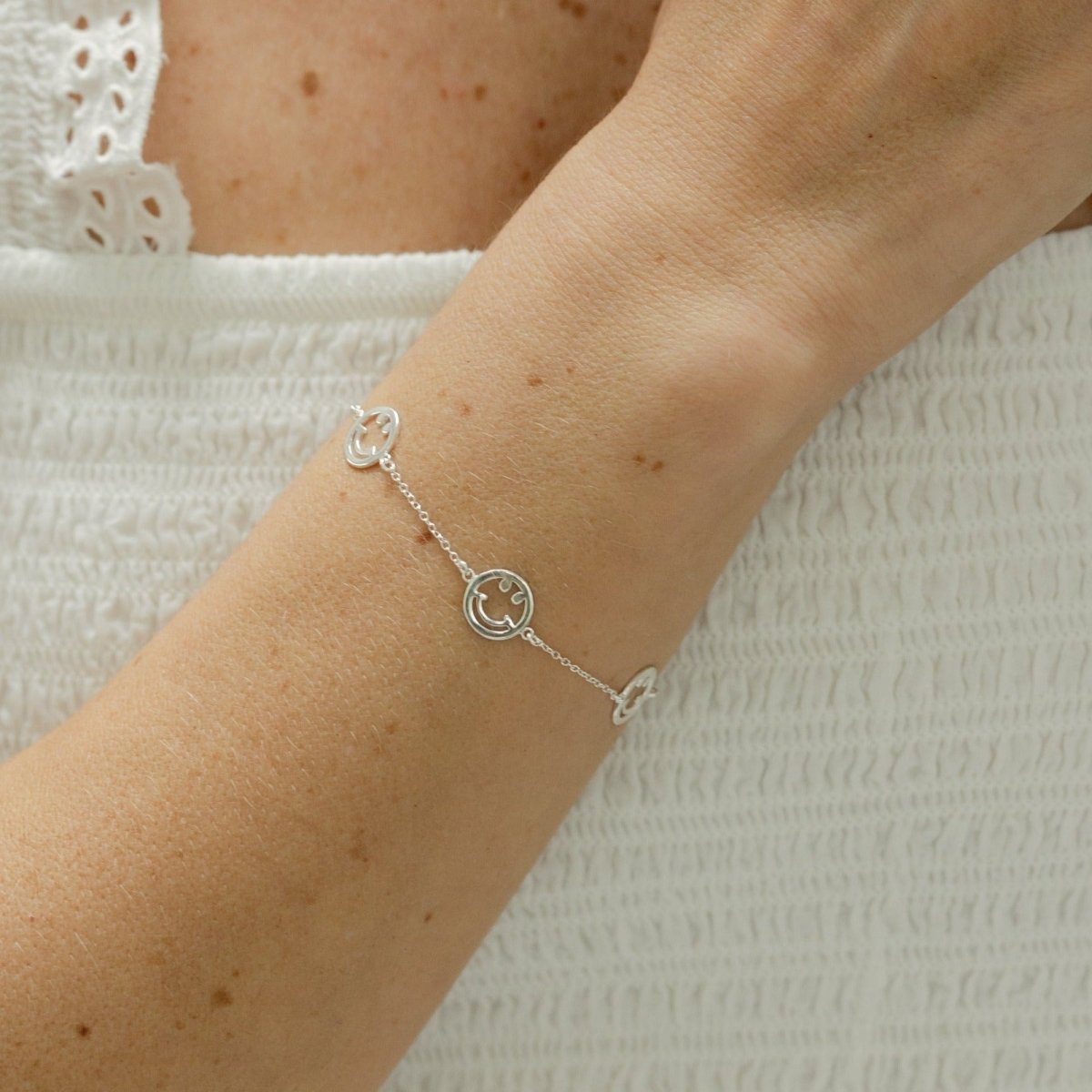 Smiley Silver Chain Bracelet - Lulu B Jewellery