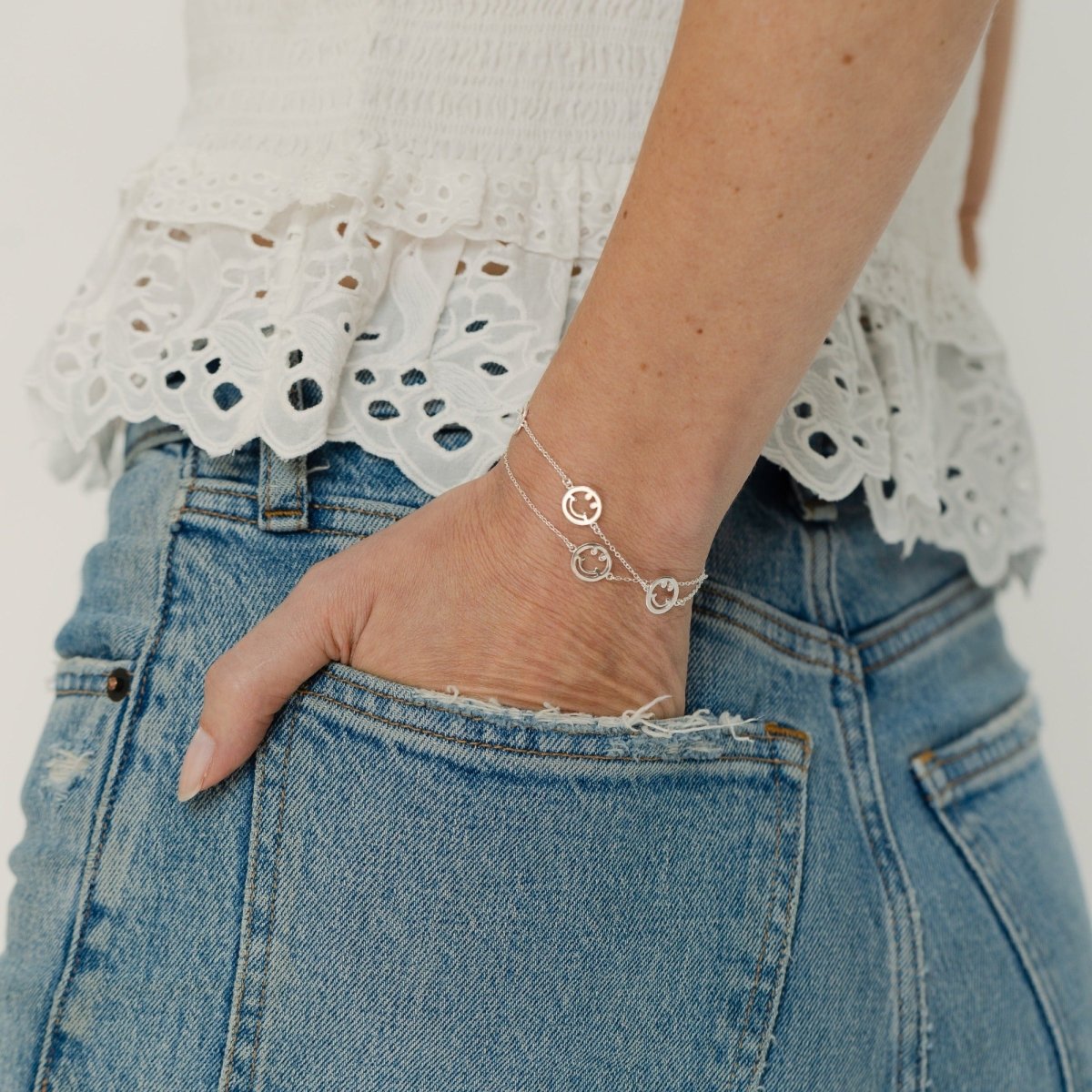 Smiley Silver Chain Bracelet - Lulu B Jewellery