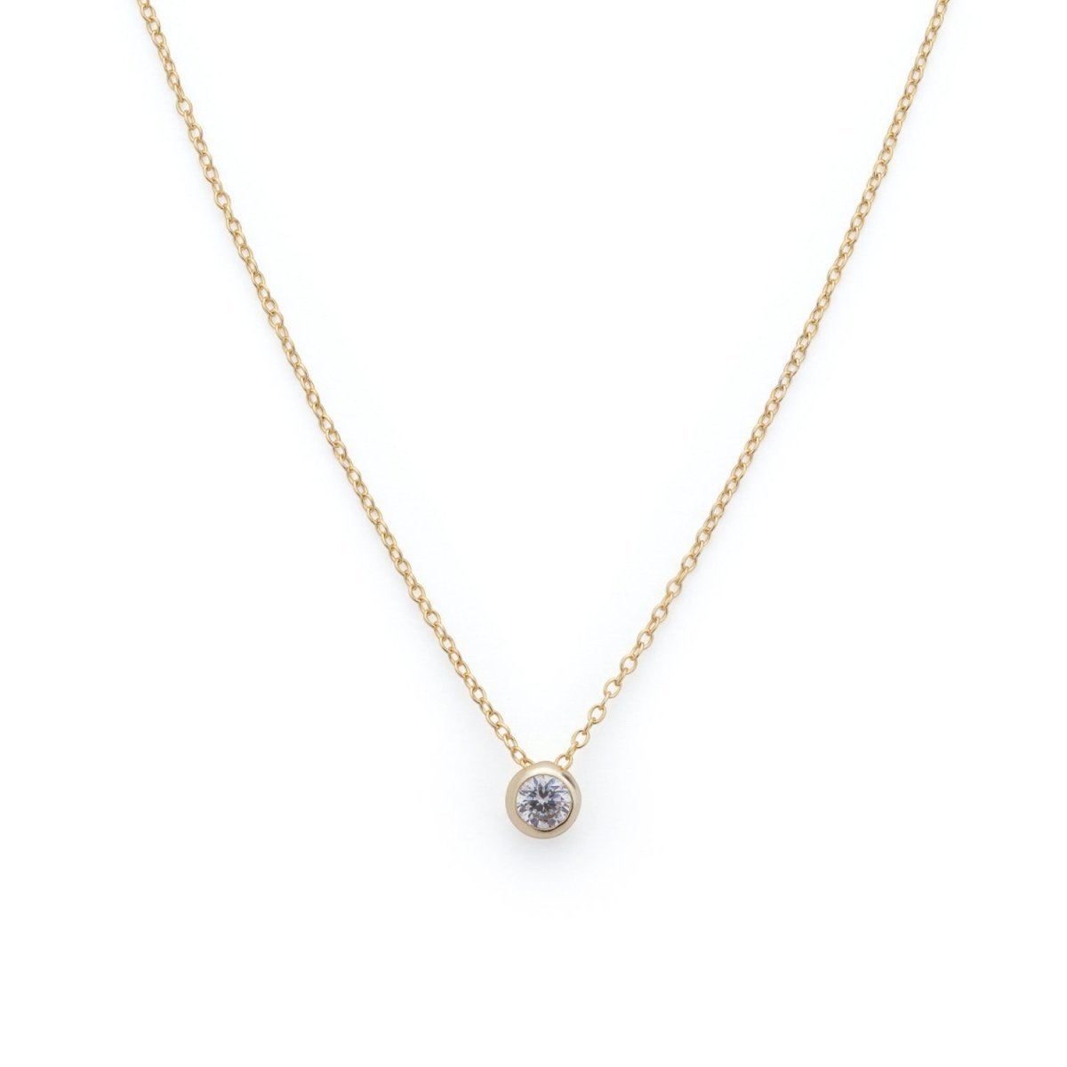 Solitaire Gold Necklace with Cubic Zirconia - Lulu B Jewellery