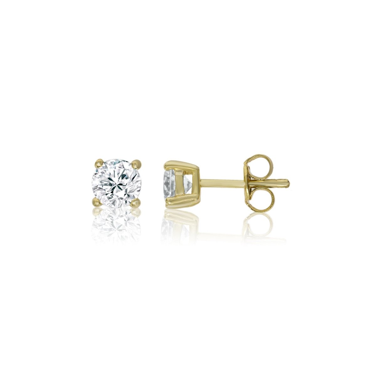 Solitaire Gold Stud Earrings with Cubic Zirconia - Lulu B Jewellery