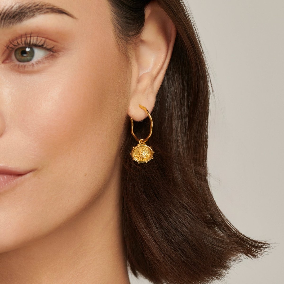 St. Christopher Talisman Gold Hoop Earrings - Lulu B Jewellery