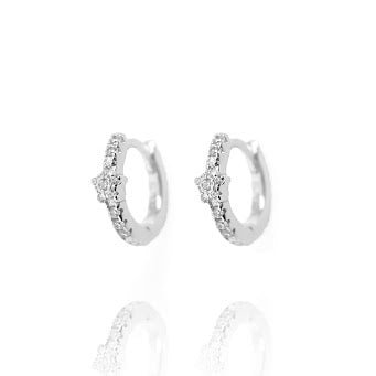 Star Silver Hoop Earrings with Cubic Zirconia - Berkeley - Lulu B Jewellery