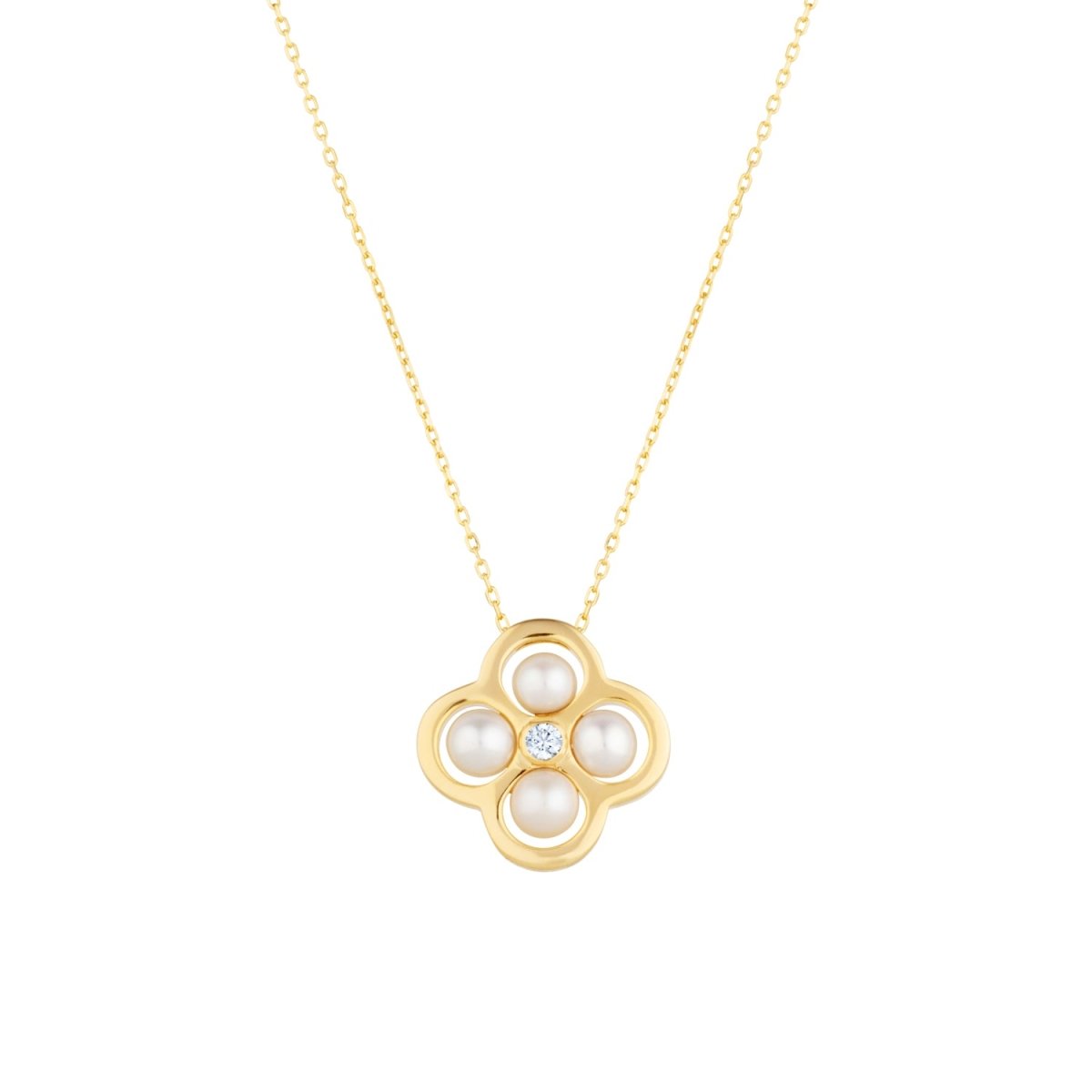 Statement 4 Pearl Clover Gold Necklace - Lulu B Jewellery