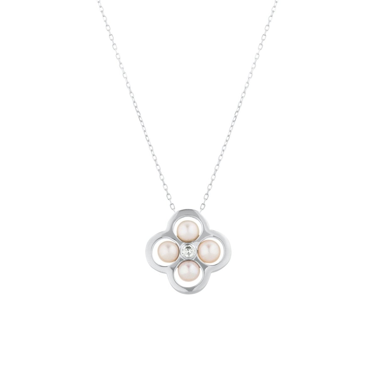 Statement 4 Pearl Clover Silver Necklace - Lulu B Jewellery